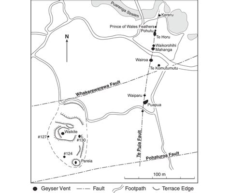 Map of south part of Whakarewarewa geothermal area showing location of ...