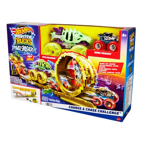 Hot Wheels Monster Trucks Power Smashers Race Chase Playset Toys