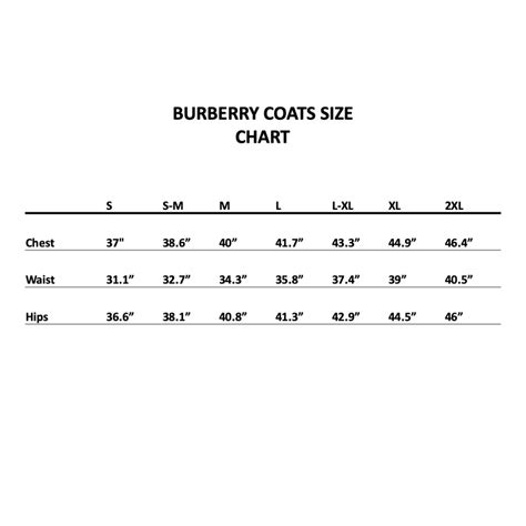 Burberry Coat Size Chart