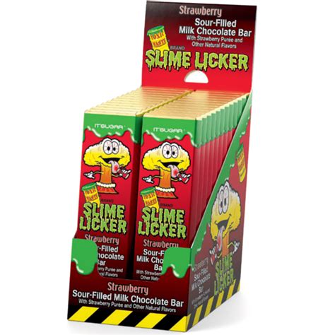 Toxic Waste Slime Licker Sour Filled Milk Chocolate Bar Strawberry 24x1