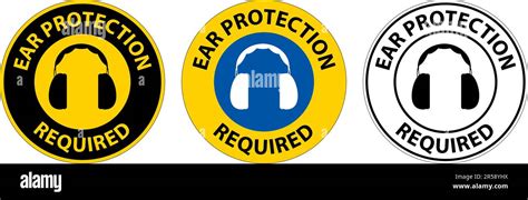 Notice Ear Protection Required Sign On White Background Stock Vector