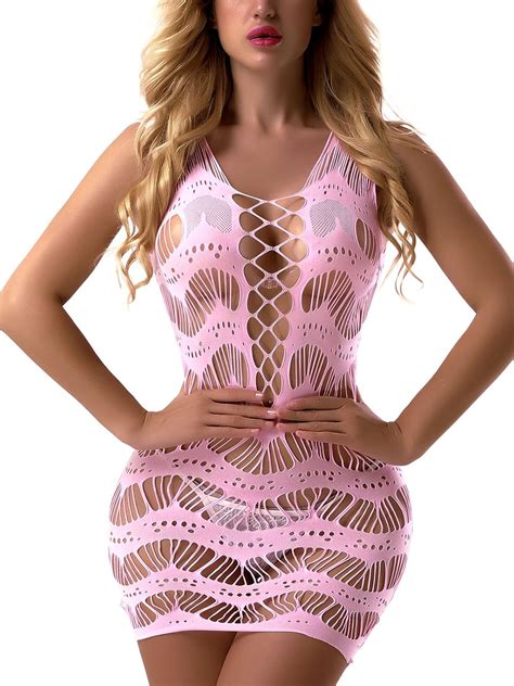 Fasicat Women S Mesh Lingerie For Women Fishnet Babydoll Mini Dress