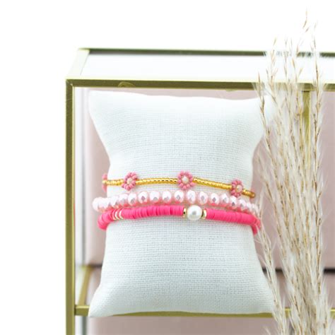 Biba Roze Bloemen Armbandjes Set Beadle