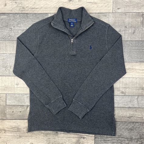 Ralph Lauren Quarter Zip In Grey With Amazing Navy Depop