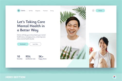 Calmie Mental Health Hero Section Figma Template Design Templates