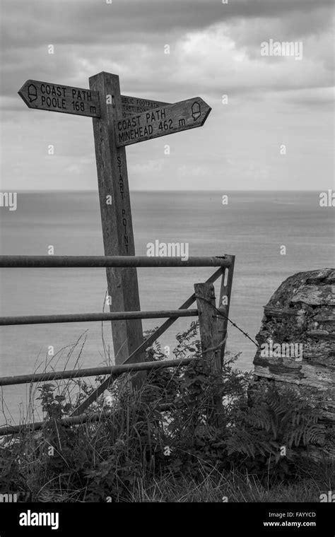 A Signpost On The South West Coast Path A National Trail On Start