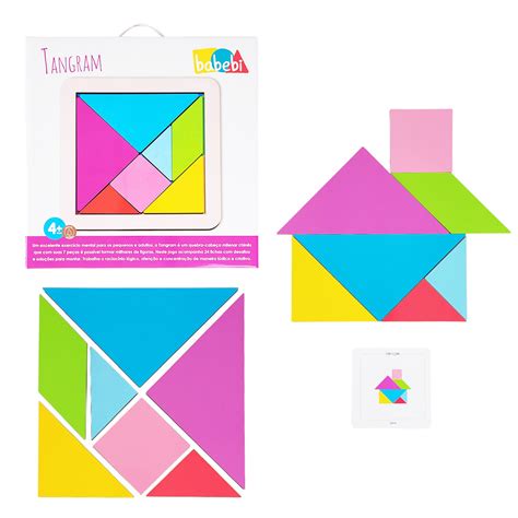 Quebra Cabe A Infantil De Madeira Tangram Educativo Colorido Bambinno