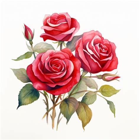 Premium Ai Image Watercolor Red Rose Bouquet Photo