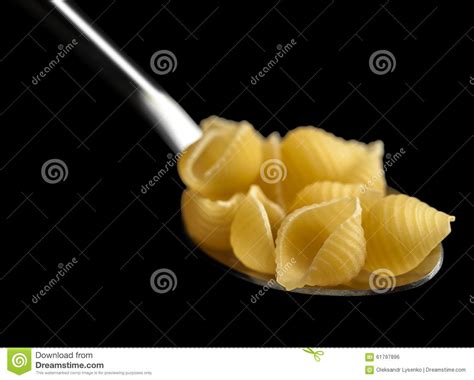 Raw Pasta In Spoon Closeup Stock Photo Image Of Wheat 61797896