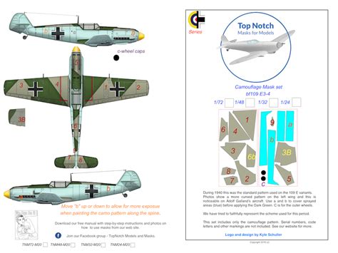 Messerschmitt Bf-109 E-3 / E-4 - camouflage pattern paint masks (for ...