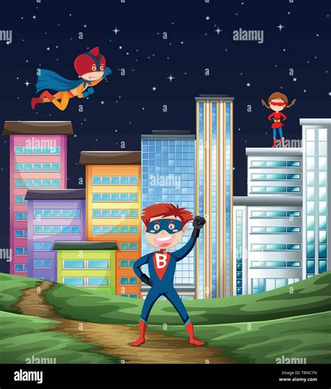 Kid super hero scene illustration Stock Vector Image & Art - Alamy