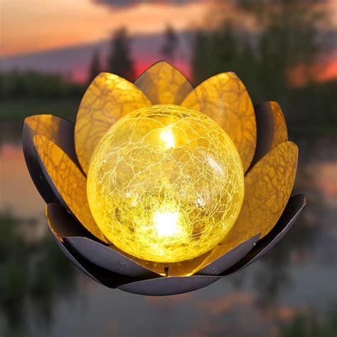 Lotus Solar Light Outdoorsolar Led Powered Garden Lantern Waterproof