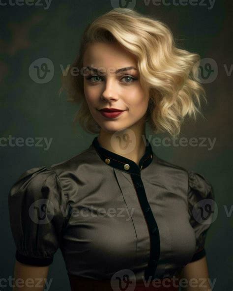 Beautiful Blonde Woman With Short Hair Posing For The Camera Generative