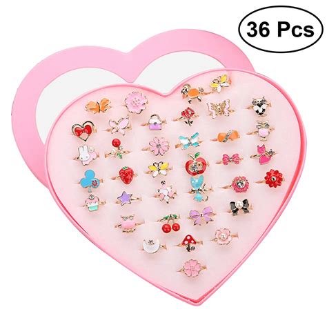 36 шт. красочные детские милые Регулируемые кольца сверкающие с формой ...