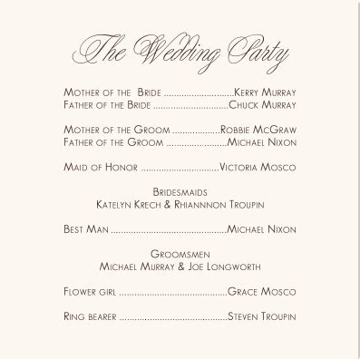 Wedding Reception Program Sample Wording - collectionsfilecloud