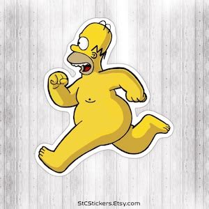 Naked Homer Simpson Sticker Waterproof Vinyl Decal Etsy