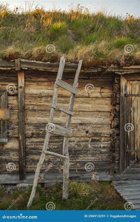 Sami People Culture Traditional Wooden Buildings And Structures Stock