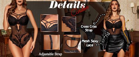 Avidlove Ligerie For Women Lace Floral Bodysuit Black Teddy Lingerie Women Harness Babydoll