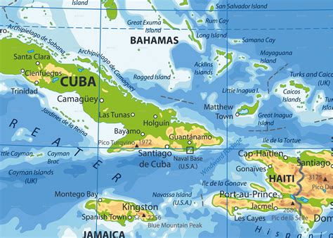 The Caribbean Physical Map | Physical map, Map, Physics