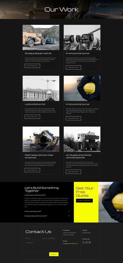 Construction Portfolio Page Divi Layout by Elegant Themes