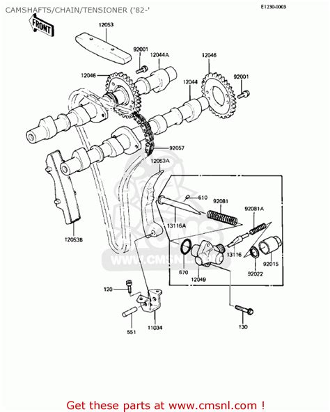 Kawasaki KZ550C4 LTD 1983 USA CANADA CAMSHAFTS CHAIN TENSIONER 82