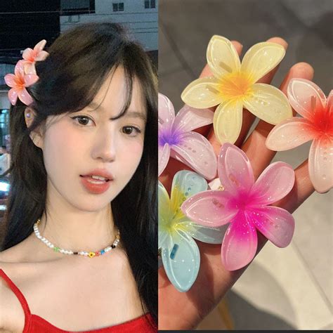 1 ช นหวานสาว 4 ซม น ารกดอกไม Plumeria Hairpin คลปด านข าง