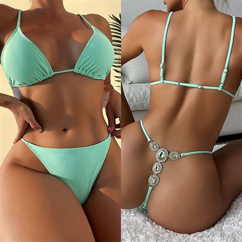 Sexy Womens Brazilian Bikini Scrunches Butt Swimwear 2 Pcs Set Lady