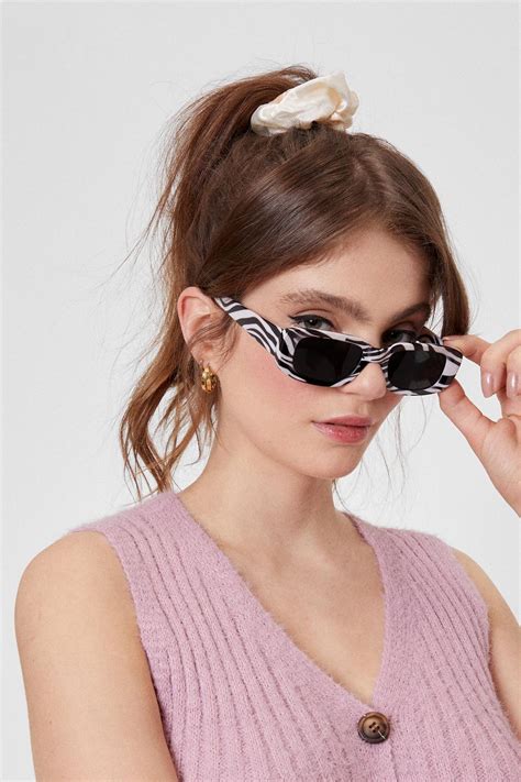 Zebra Slim Rectangle Sunglasses Nasty Gal