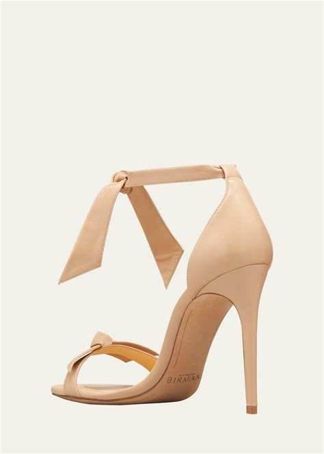 Alexandre Birman Clarita Bow Tie Leather Sandals Nude Bergdorf Goodman