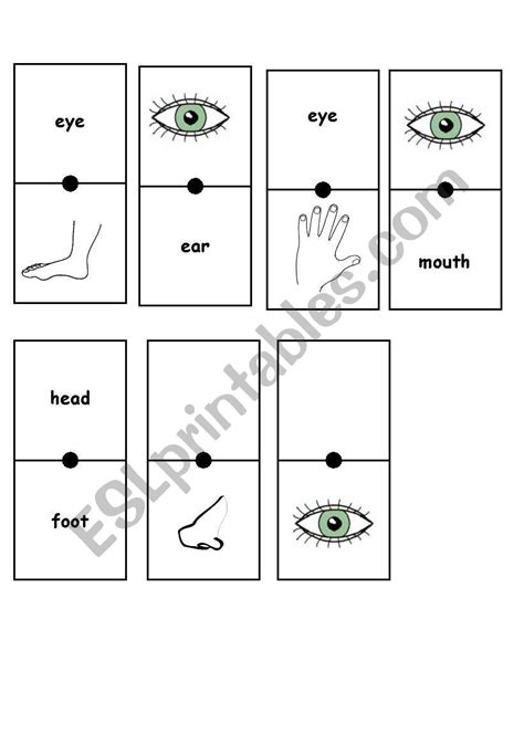 Domino Cards Body Parts Esl Worksheet By Almeru