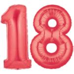 Large Red Number 18 Balloons, 18th Birthday Balloons