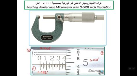 25 قراءة الميكروميتر الانشي ذو الورنية بحساسية 0 0001 انشVernier Inch