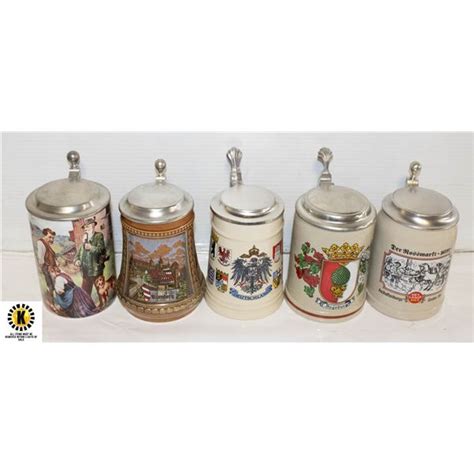 5 GERMAN BEER STEINS