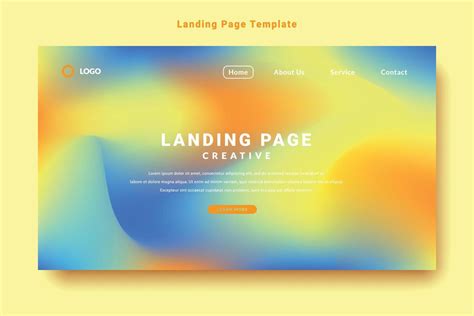 Modern Colorful Landing Page Template Design Gradation Fluid Style