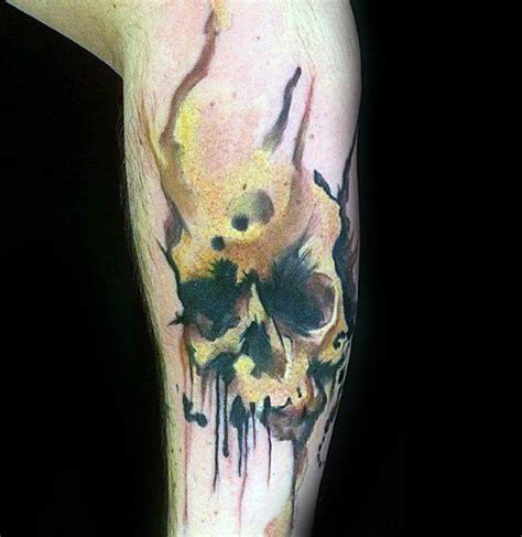 Watercolor Skull Tattoo Designs For Men Colorful Ink Ideas