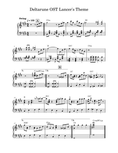 Lancers Theme Toby Fox Deltarune Ost Lancers Theme Sheet Music For Piano Solo