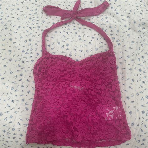 Hot Pink Lace Halter Top In Perfect Condition Just Depop