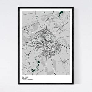 Elgin, Scotland City Map Art Print Many Styles 350gsm Art Quality Paper ...