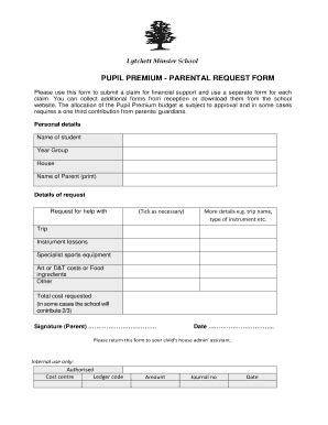 Fillable Online Pupil Premium Parental Request Form Fax Email Print