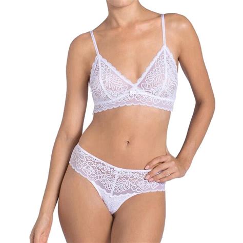 Fashion Flowers Embroidery Lingerie Set Lace White Transparent