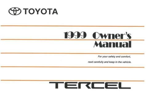 1999 Toyota Tercel Owners Manual User Guide For Sale Online EBay