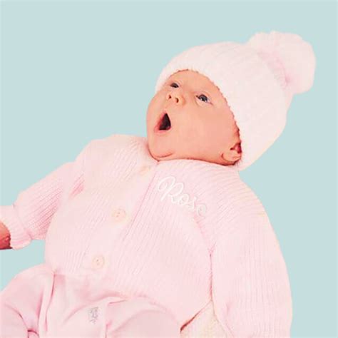 Personalised Baby Girls Pink Knitted Cardigan | Embroidered Newborn Gift