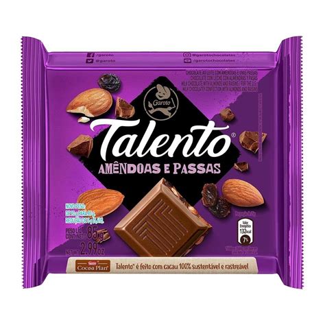 Chocolate Talento Am Ndoas E Passas Garoto X G J A Doces