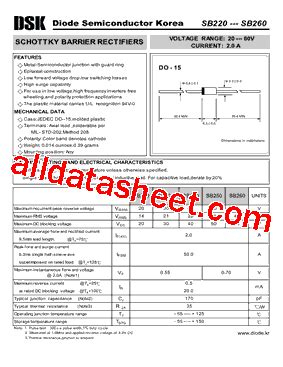 SB240 데이터시트 PDF Diode Semiconductor Korea