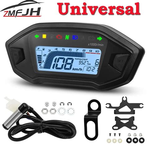 A New Universal Motorcycle LED Adjustable Speedometer 10000RPM 7 Colors