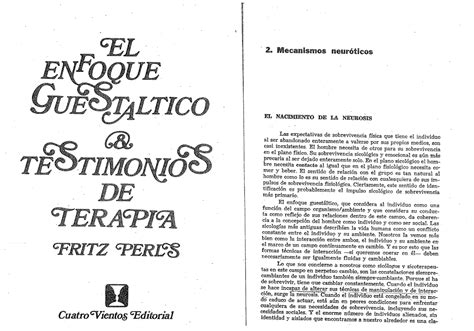 EL Enfoque Gestaltico Perls Teoría e Intervención en Psicoterapia