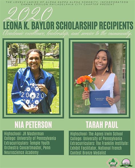 Leona K Baylor Scholarship Gamma Epsilon Akas