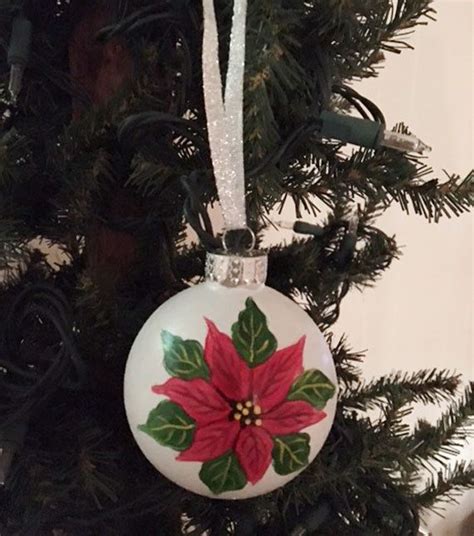 Hand Painted Poinsettia Christmas Ornament