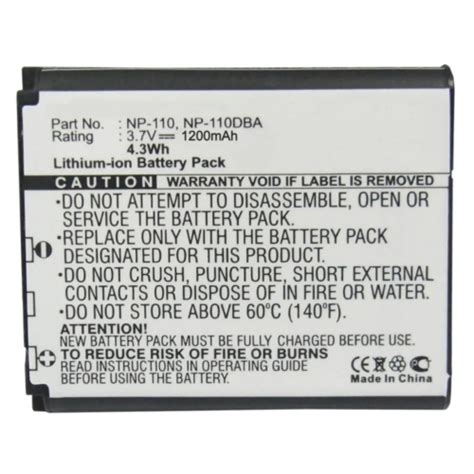 Bna Wb Np Digital Camera Battery Li Ion V Mah Replaces