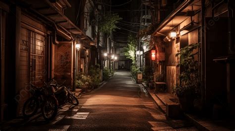 Dark Alley In Japan At Night Background Back Alley Night Road Hd